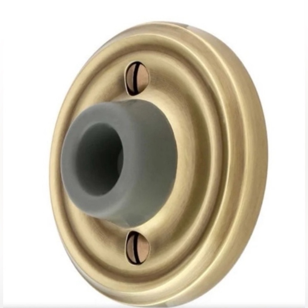 EMTEK Wall-mount door stop with classic rosette and rubber bumper -antique brass